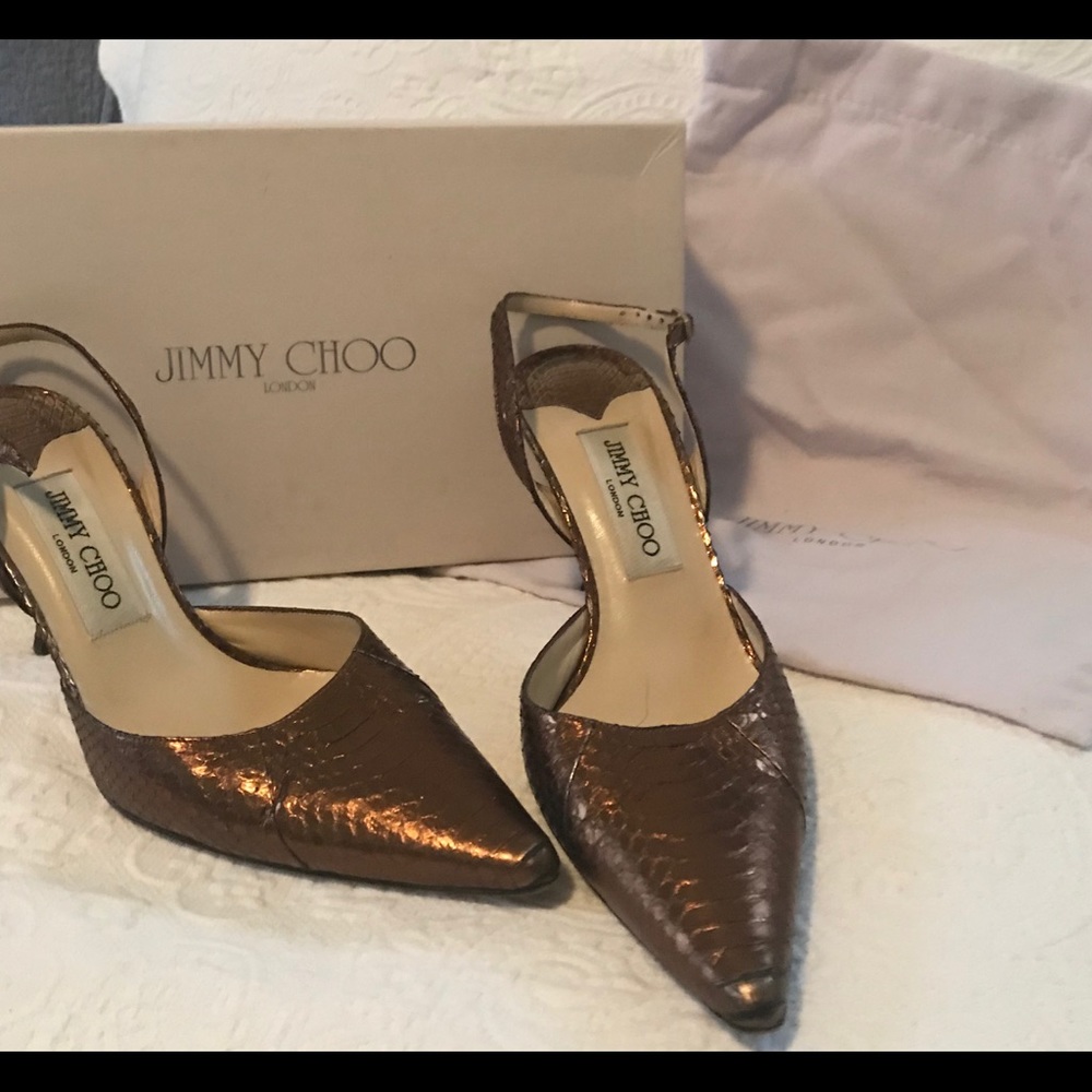MINT!! Jimmy Choo Metallic D’Orsay Slingback Heel